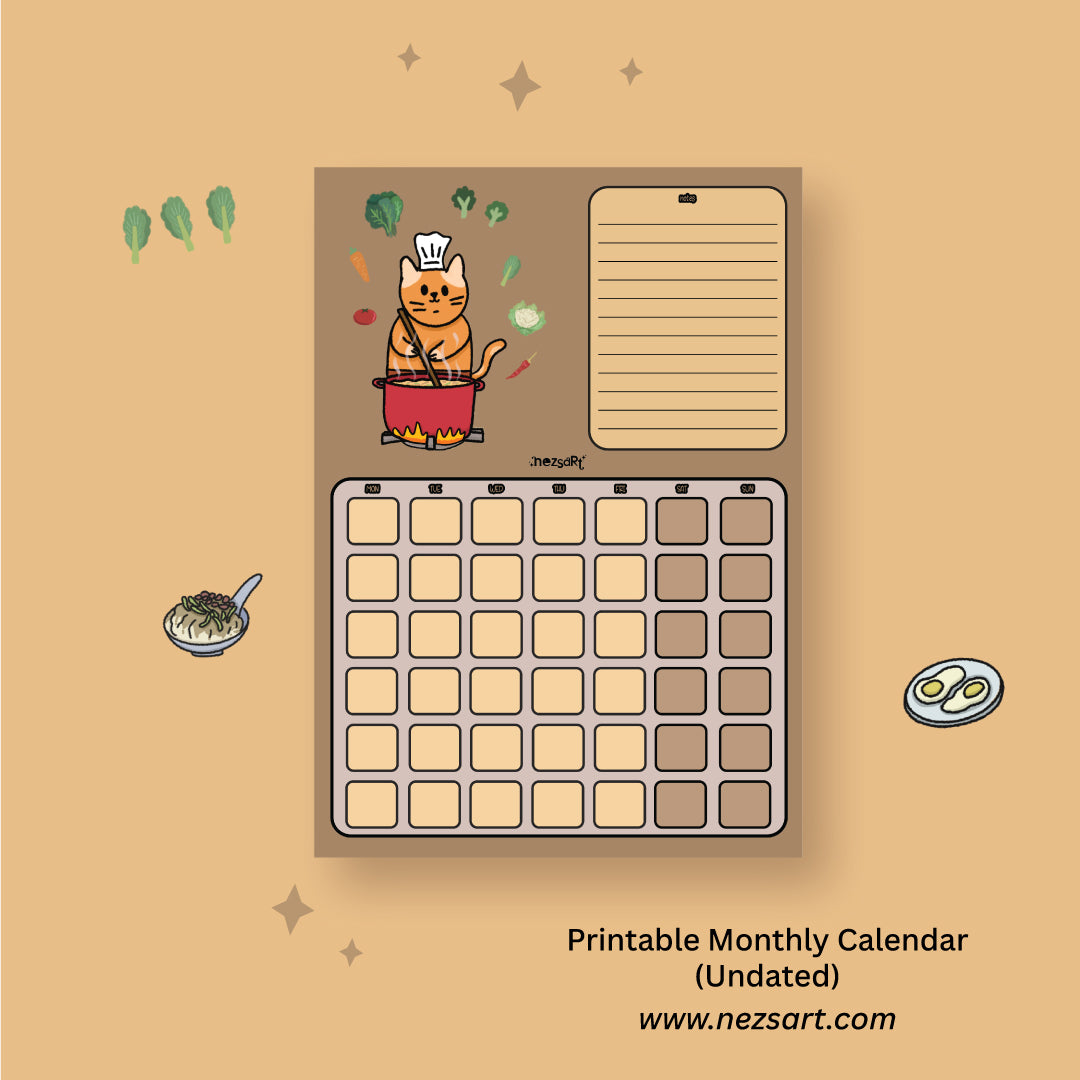 NEZS.ART Heartfelt Malaysian Cuisine Digital Printable Calendar (Undated) - NEZS.ART official