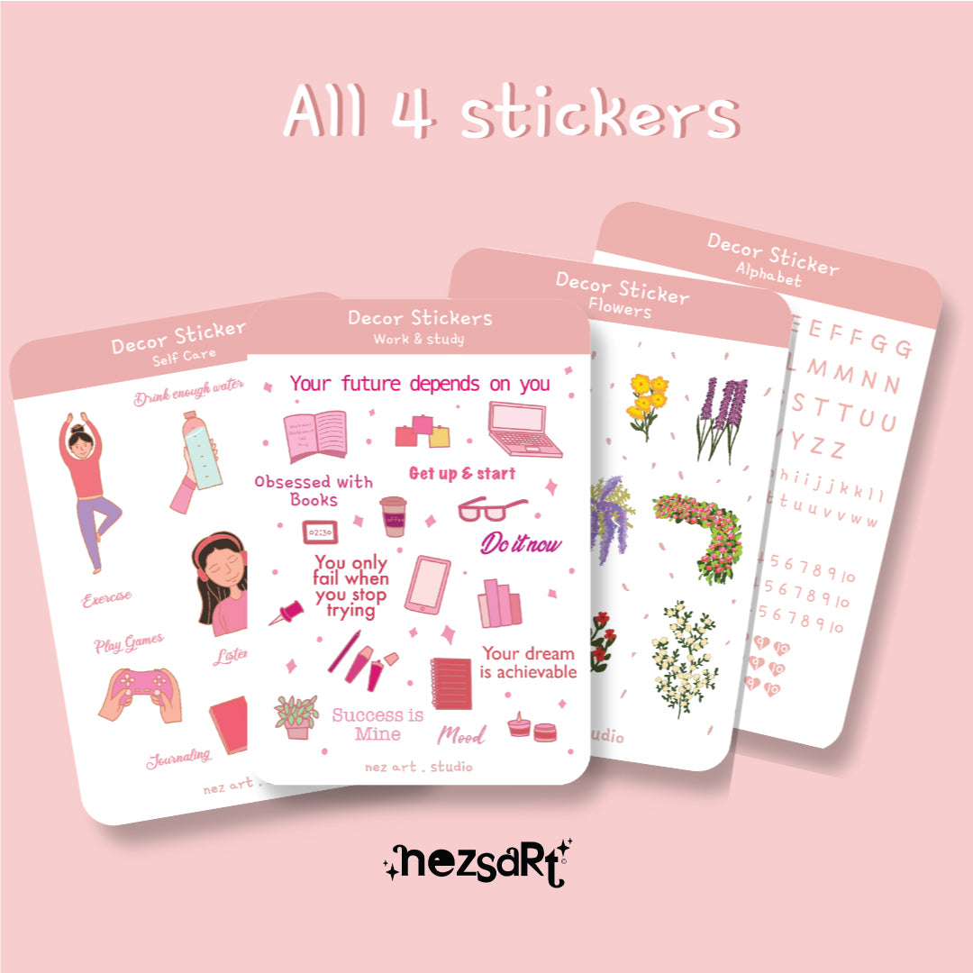 NEZS.ART Self-Care Pink Theme Stickers - NEZS.ART official 