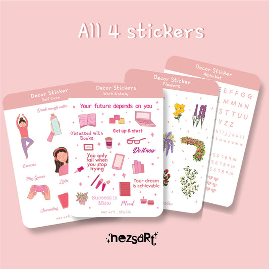 NEZS.ART Self-Care Pink Theme Stickers - NEZS.ART official 