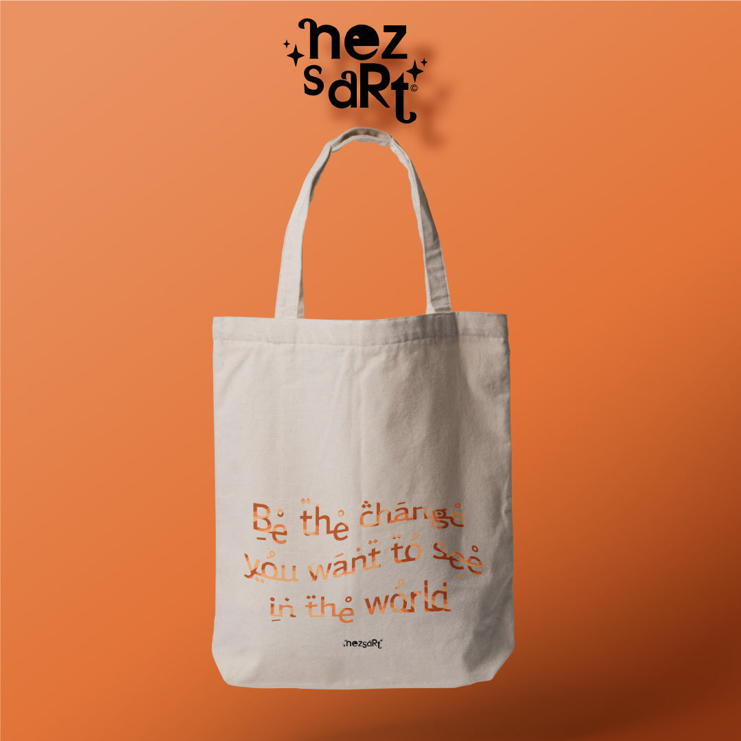 NEZS.ART Arabic Theme Totebag quote be the change you want to see in the world - NEZS.ART official 