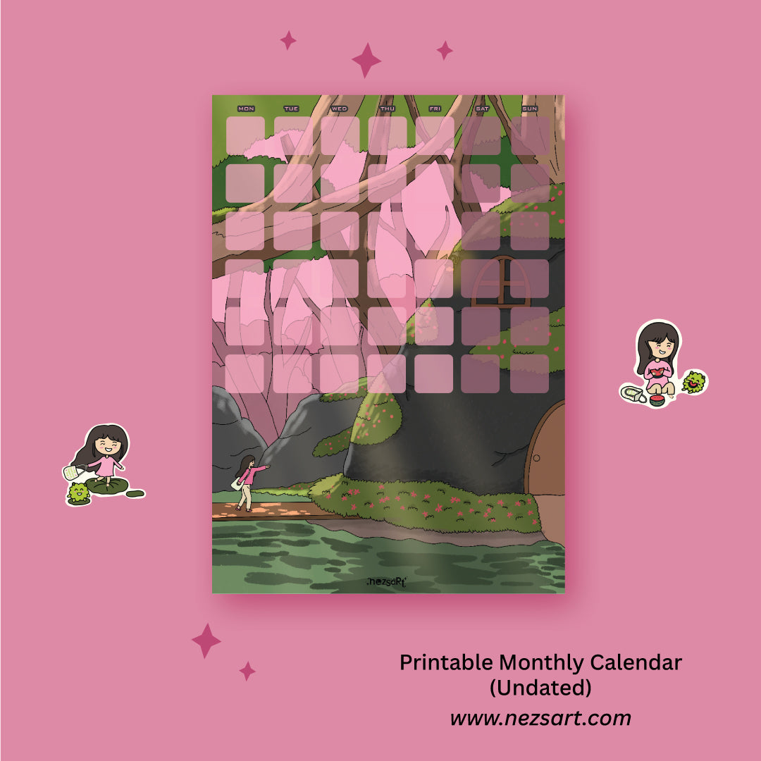 NEZS.ART Isolating Chibi Digital Printable Calendar (Undated) - NEZS.ART official 